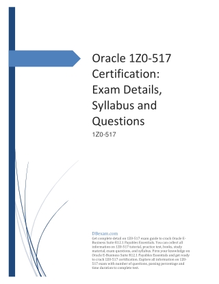 Oracle 1Z0-517 Certification: Exam Details, Syllabus and Questions