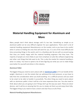 Material Handling Equipment for Aluminum and More