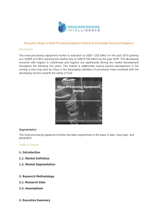 Exhaustive Study on Meat Processing Equipment Market