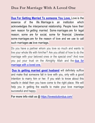 Dua For Marriage With A Loved One