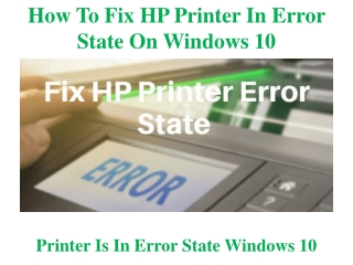 How To Fix HP Printer In Error State On Windows 10