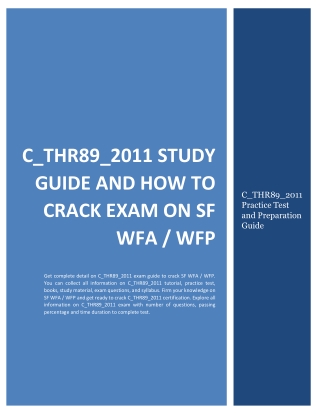 C_THR89_2011 Study Guide and How to Crack Exam on SF WFA / WFP