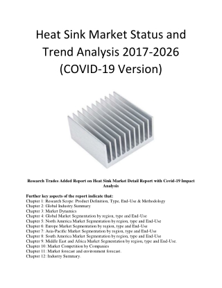 Heat Sink Market Status and Trend Analysis 2017-2026 (COVID-19 Version)