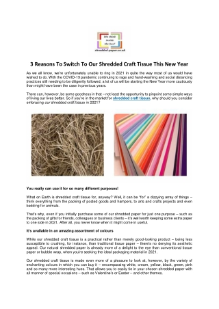 3 Reasons To Switch To Our Shredded Craft Tissue This New Year