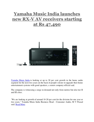 Yamaha Music India launches new RX-V AV receivers starting at Rs 47,490