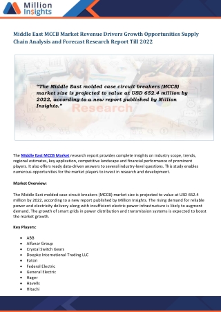 Middle East MCCB Market