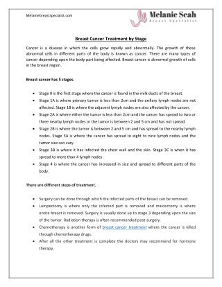Breast Cancer Treatment by Stage