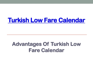 Turkish Low Fare Calendar