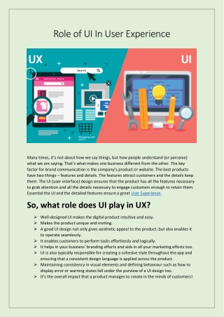 Role of UI In User Experience