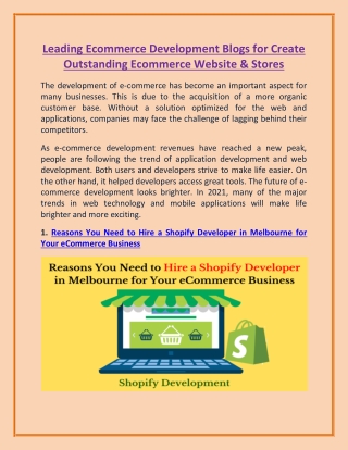 Leading Ecommerce Development Blogs for Create Outstanding Ecommerce Website & Stores