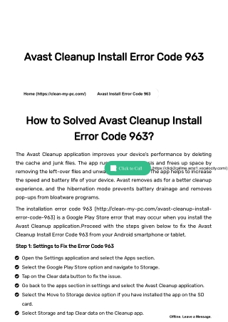 solutions to fix Avast Cleanup Install Error Code 963