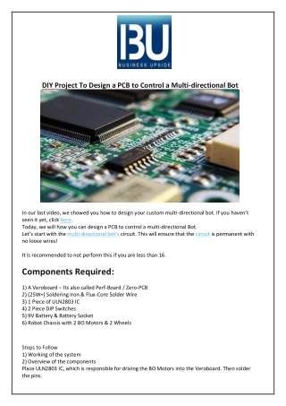 DIY Project To Design a PCB to Control a Multi-directional Bot