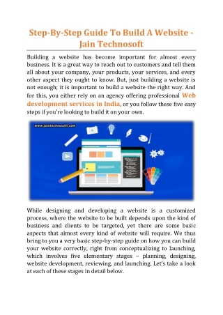 Step-By-Step Guide To Build A Website - Jain Technosoft