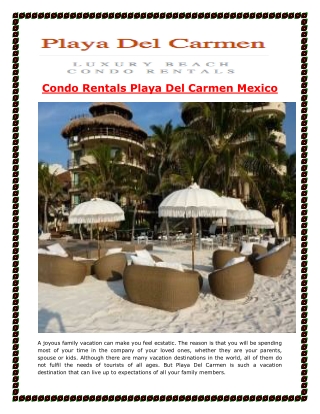 Condo Rentals in Playa Del Carmen Mexico