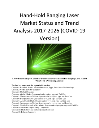 Hand-Hold Ranging Laser Market Status and Trend Analysis 2017-2026 (COVID-19 Version)
