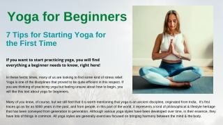 7 Tips for Starting Yoga for the First Time