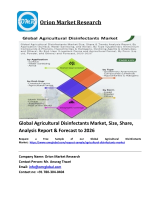 Global Agricultural Disinfectants Market Trends, Size, Competitive Analysis and Forecast 2020-2026