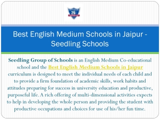 Best English Medium Schools in Jaipur - Seedling Schools