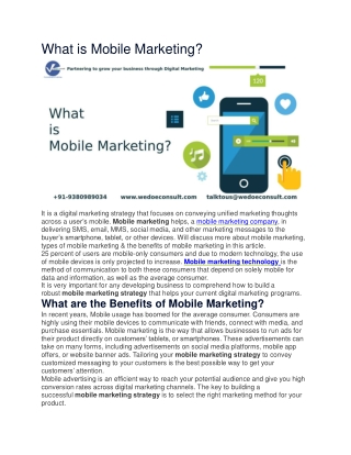 What is Mobile Marketing?