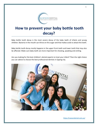 How to prevent your baby bottle tooth decay?