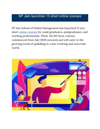 SP Jain launches 13 short online courses