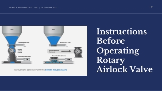 Instructions Before Operating Rotary Airlock Valve