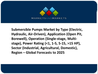 Submersible Pumps Market to Register a CAGR of 6.7% Over 2020-2025, Reaching a Market Size of $15.5 billion