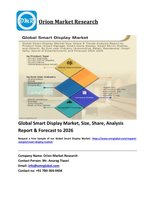 Global Smart Display Market Trends, Size, Competitive Analysis and Forecast 2020-2026