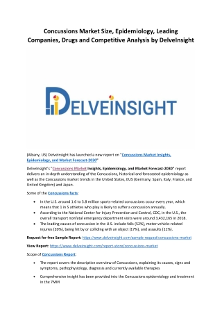 Concussions Market Size, Epidemiology, Leading Companies, Drugs and Analysis by DelveInsight