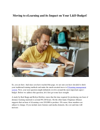 Moving to eLearning and its Impact on Your L&D Budget!