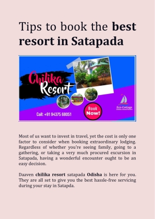 Best Resort In Chilika