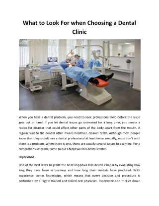 What to Look For when Choosing a Dental Clinic
