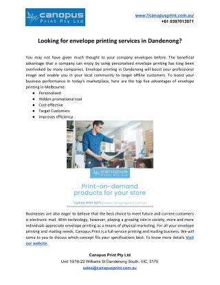Looking for envelope printing services in Dandenong?