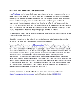 Office fitout – It is the best way to change the office