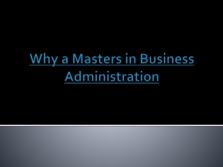 why Masters in business administration