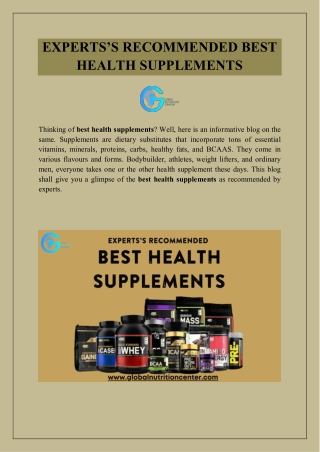 Experts’s Recommended Best Health Supplements