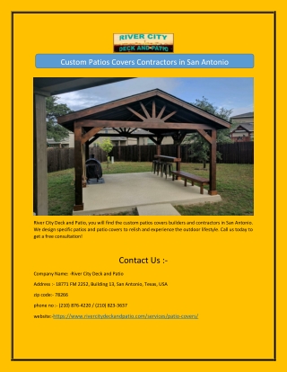 Custom Patios Covers Contractors in San Antonio