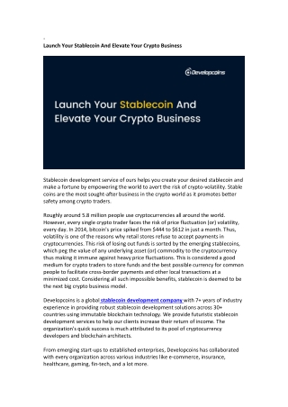 Launch Your Stablecoin And Elevate Your Crypto Business