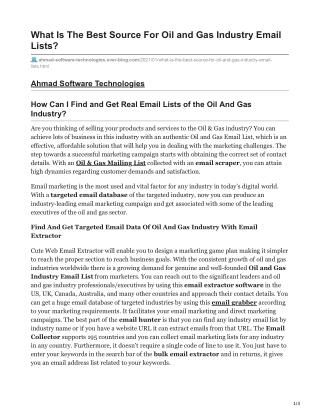 What Is The Best Source For Oil and Gas Industry Email Lists?