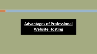 Advantages of Professional Website Hosting