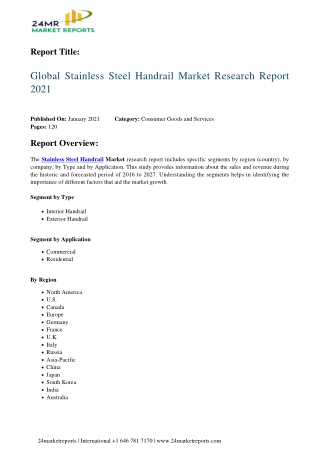 Stainless Steel Handrail Market Research Report 2021