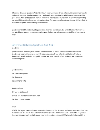 Difference Between Spectrum And AT&T