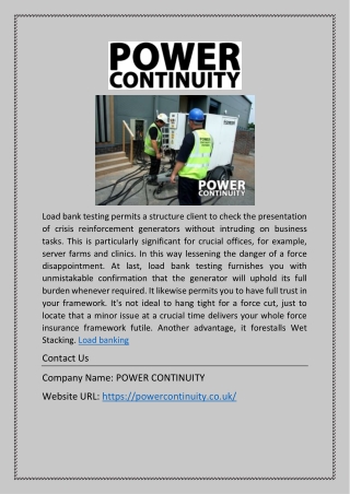 Load banking | powercontinuity.co.uk