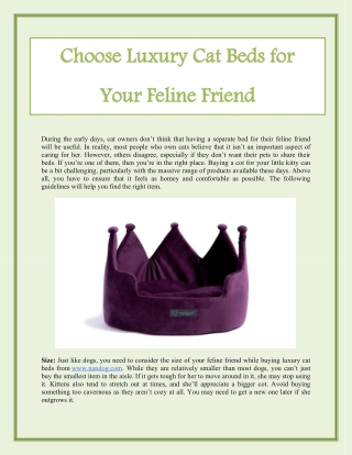 Choose Luxury Cat Beds for Your Feline Friend