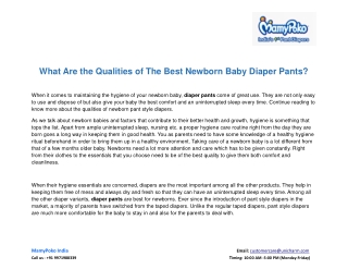 What Are the Qualities of The Best Newborn Baby Diaper Pants?