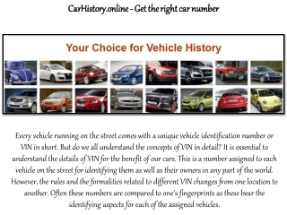 CarHistory.online - Get the right car number