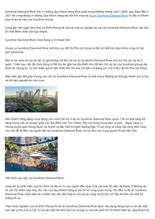 Nhiều nhà đầu tư đang quan tâm Sunshine Diamond River Quận 7