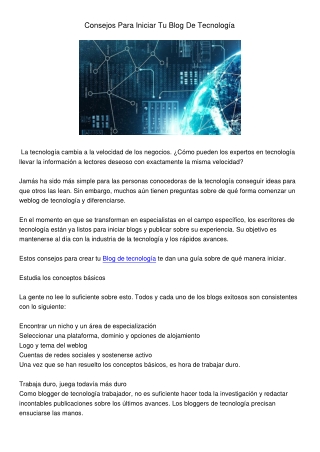 ConsejosParaComenzarTuBlogDeTecnología