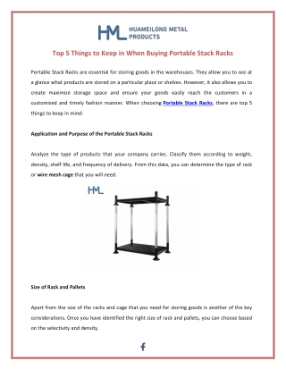 Top 5 Things to Keep in When Buying Portable Stack Racks