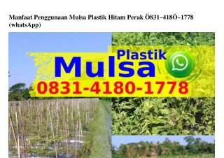 Manfaat Penggunaan Mulsa Plastik Hitam Perak 0831·4180·1778(whatsApp)